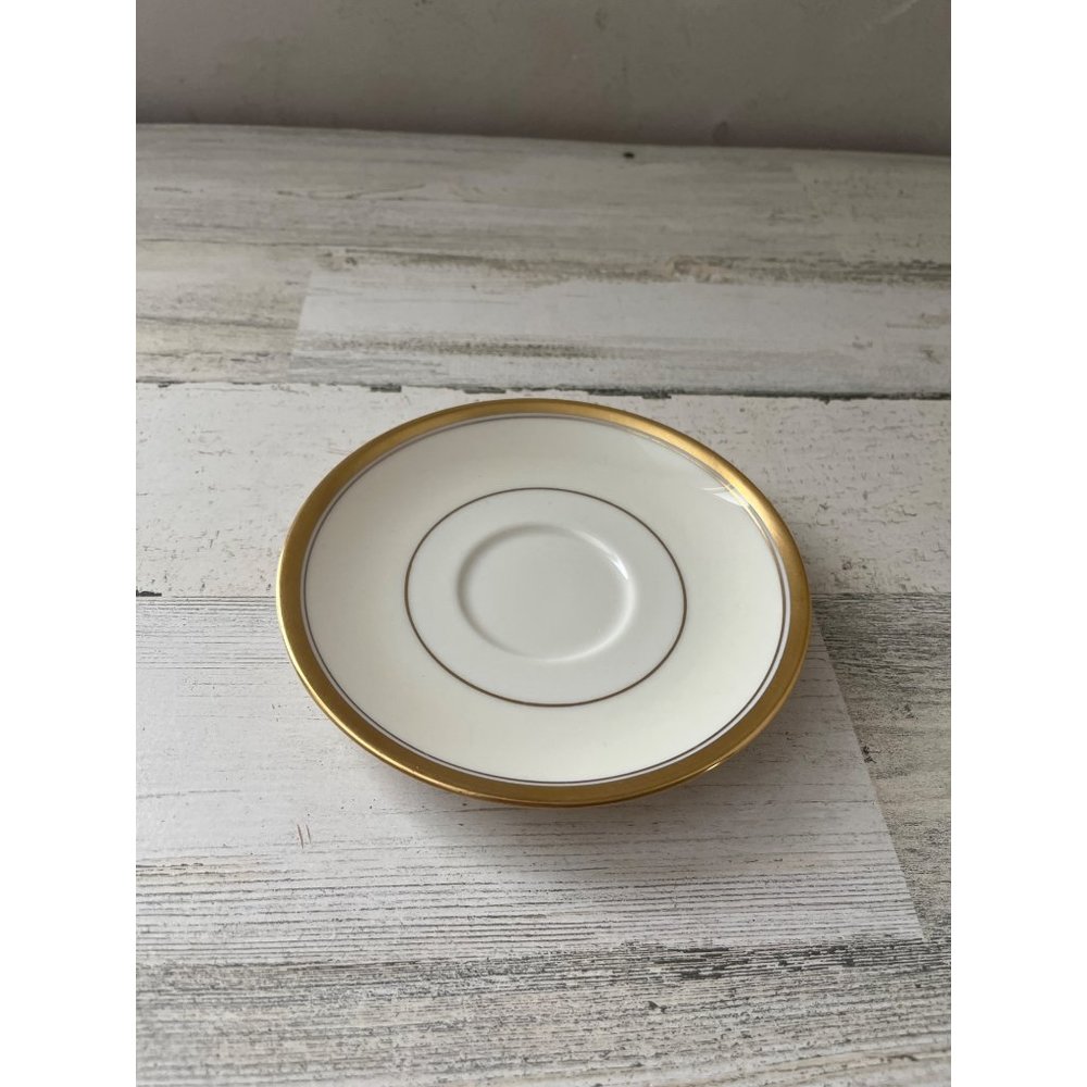 Theodore Haviland New York cream with gold bands saucer. Vintage
